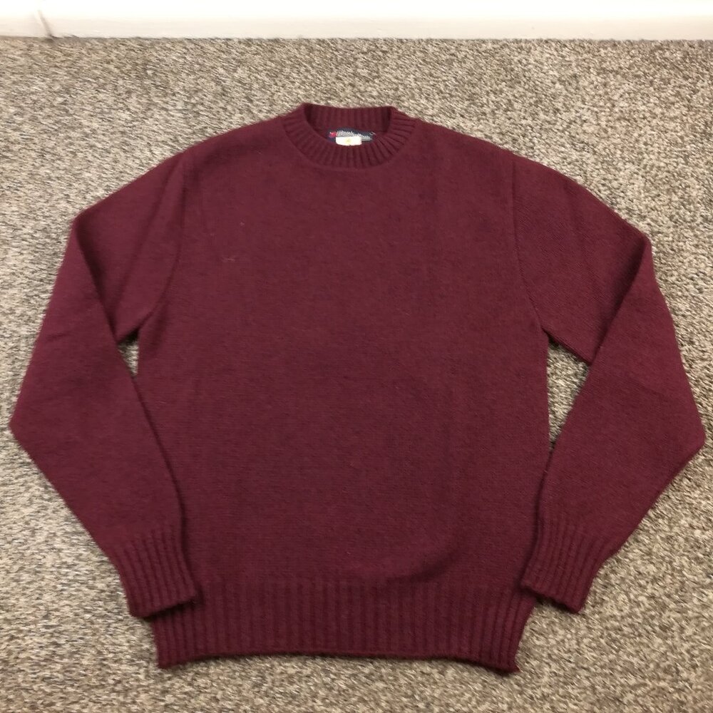 NWT Vintage Manhattan Sweater Shetland Wool Pullover Burgundy Red Mens Medium